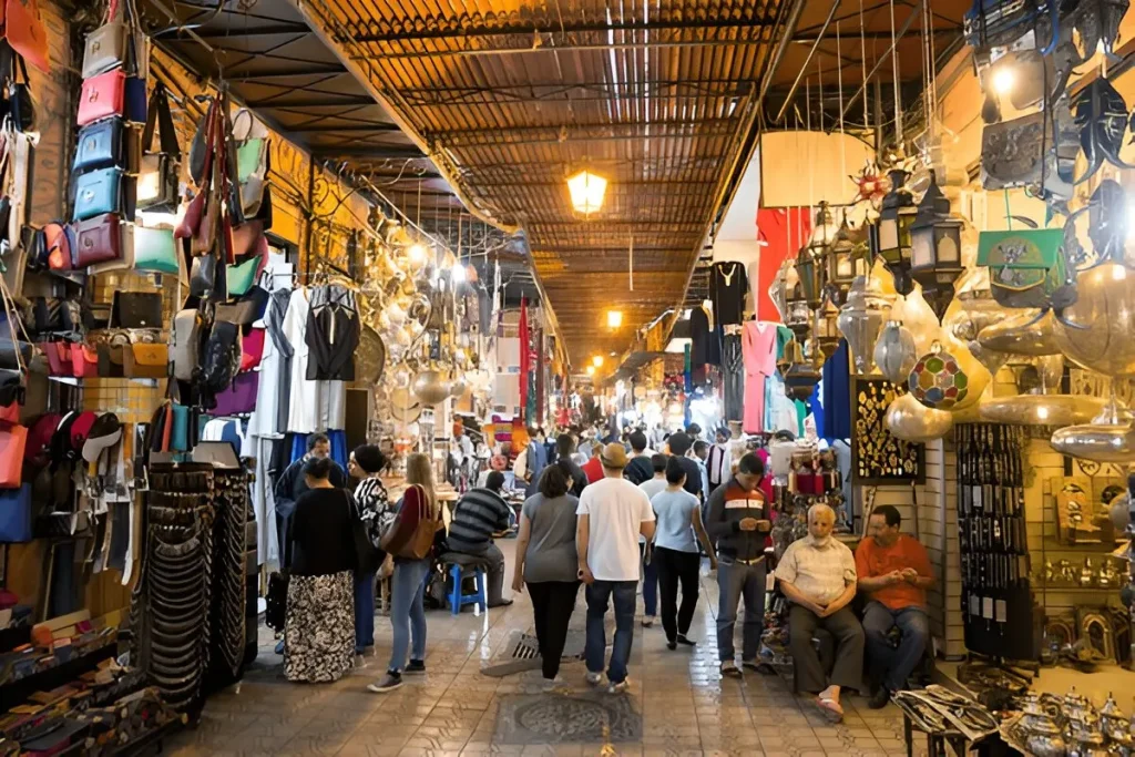 souks Marrakech spices market with colorful displays