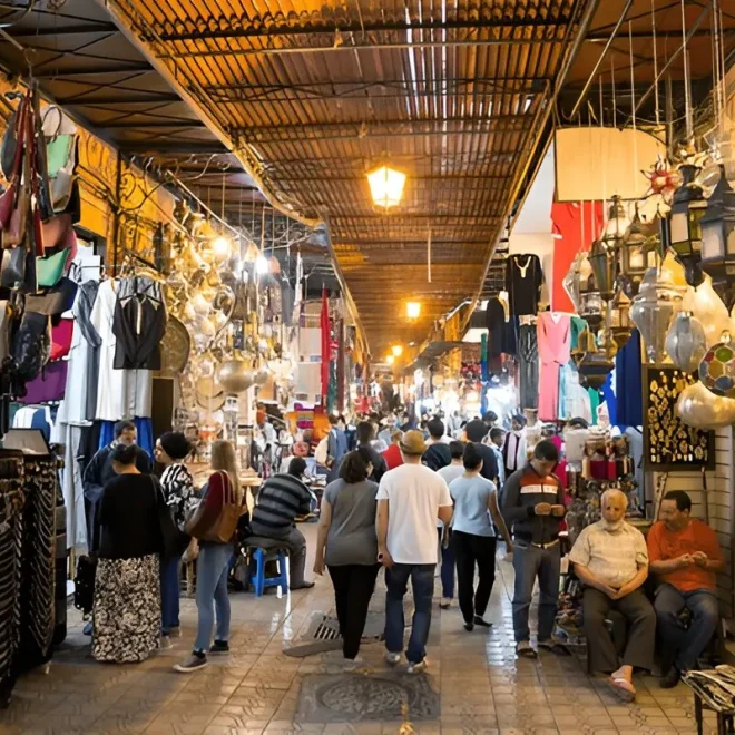 souks Marrakech spices market with colorful displays